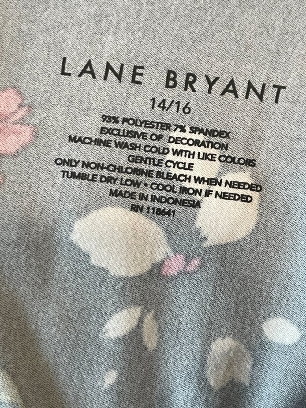 Lane Bryant Floral Lace Trim Swing Tunic Top V Neck Size 14/16 Stretch‎ Jersey - Picture 5 of 7